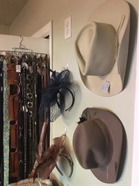 belts,  felt western hat from Texas Hatters and felt hat by Hatattack and pair of fascinators