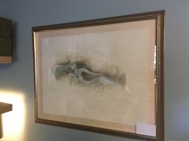 "Lazy Day" by Dan Valentine framed under glass (paper measures 22 x29" (frame is larger )