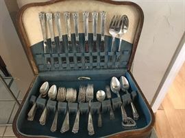 Wm Rogers "April" Silver plate flatware with deco box  