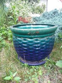 Blue pottery planter