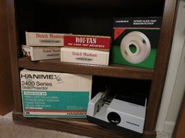 Vintage Hanimex 2400RF 35mm Slide Projector, Cigar Boxes