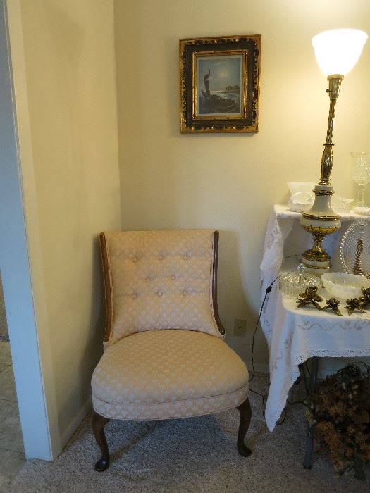 Beautiful Vintage Chair And Vintage Torchiere Lamp! 