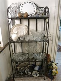 Platters, Punch Bowls And Pottery! Baker's Rack Is Not For Sale, (Sorry)