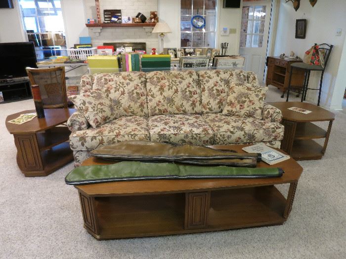 Very Nice Upholstered Couch, End Tables And Coffee Table. On The Left End Table Is A  Handcrafted Kaleidoscope. 