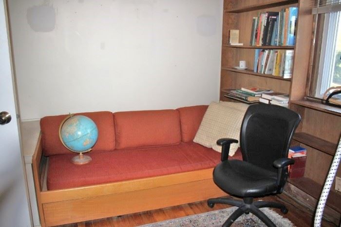 Sofa, Globe, Desk Chair and Books