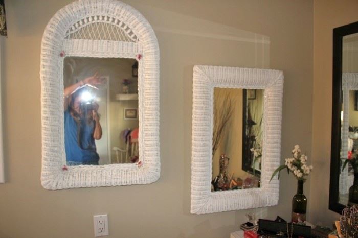 White Wicker Mirrors