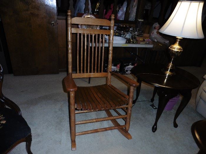 Oak Rocking Chair and End Table