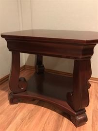 SEVERAL DIFFERENT MAHOGANY TWO-TIER END TABLES