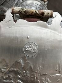 WMF PEWTER WALL PLAQUES (6) DIFFERENT ONES. MADE IN GERMANY. EACH HANGING FROM A RIBBON IS 13" LONG