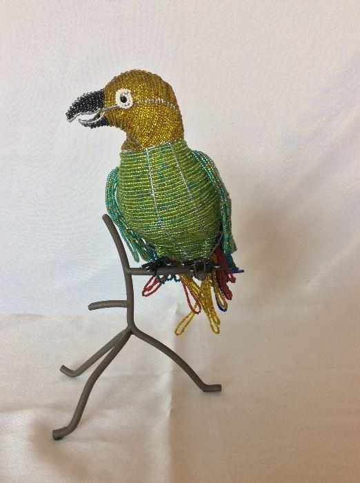 Bead and Wire Parrot. 20" H.