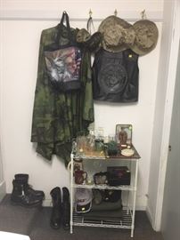 Sample of Marine Corp items and motorcycle boots.  