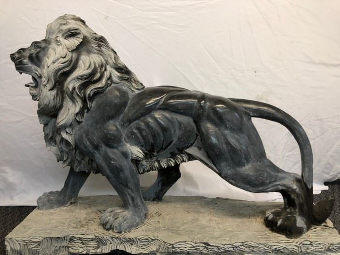 Solid marble lion - 46"h x  62"l x  18"w