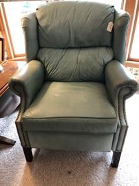 Thomasville Sage green leather recliner