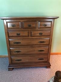 Chest of drawers with matching queen headboard and dresser