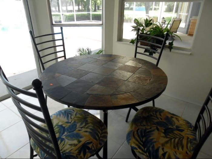 Kitchen table and 4 chair set. Stone top