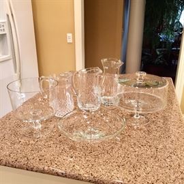 Clear glass serving pieces 