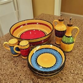 Festive colored serving dishes