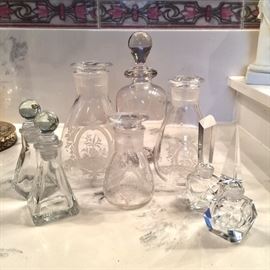 Etched glass and crystal bottles