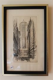 Vintage etching of the Chicago Board of Trade building by Otto Schneider, May 1930