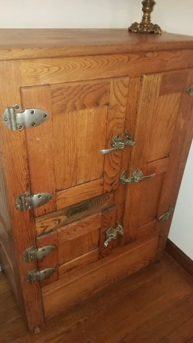 Antique oak 3 drawer ice box-excellent condition!!