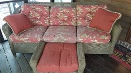 Indoor/outdoor patio sofa w/ ottoman
