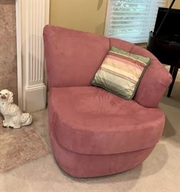 Darling pair of Carson's swivel chairs - microsuede ...