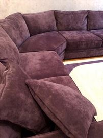 Plush Sectional in purple microsuede material