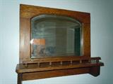 ANTIQUE OAK WALL MIRROR/SHELF