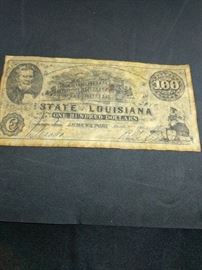 $100 bill 1863 state of Louisiana