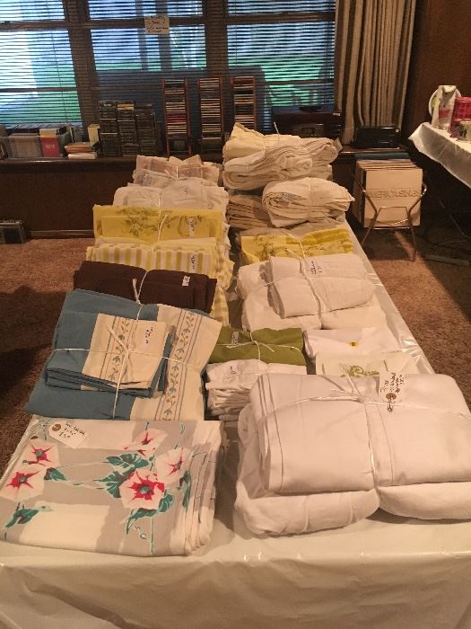 BED LINENS - FULL SIZE, CLEAN & TIED IN BUNDLES TAGGED FOR SALE