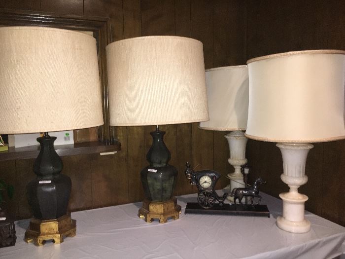 VINTAGE LAMPS - ITALIAN MARBLE, SILVER PLATED, & BRASS