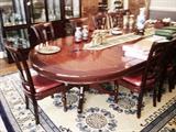 Solid Rosewood Racetrack Shaped Dining Room Table, 14 Chairs