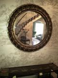 2) Round gold Decorative Mirrors, 36" apx