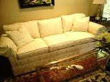 Cream Damask Upholstered Sofa