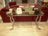 Sofa Table, Glass and Metal Frame