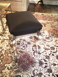 Pair of Griffin Legged Ottomans, Caned Seat with Cushion