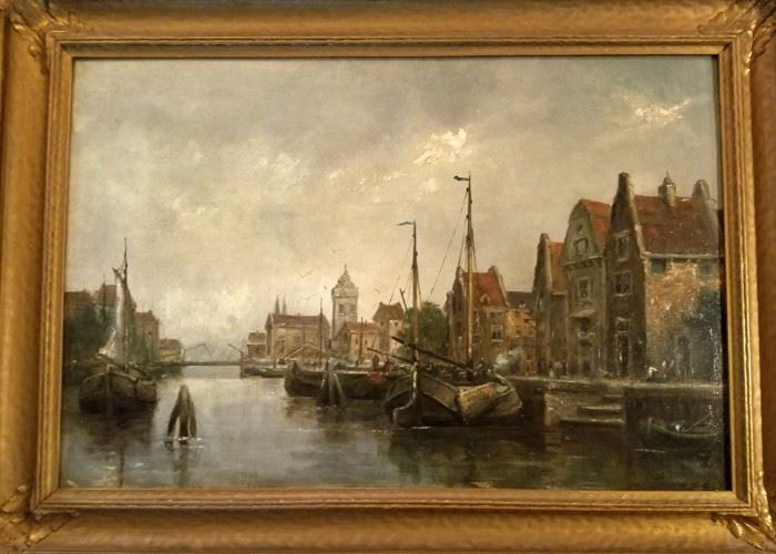 Dutch (?) painting on pressed board, early to mid 20th century, signed Vander_____.