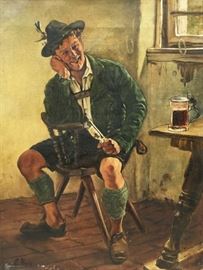 Oil on Canvas Painting of German Man by Emil Rau.