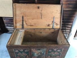 Late 1700s/early 1800s hand painted wooden chest from Bavaria, Germany. 