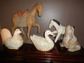 Carved wooden animals
