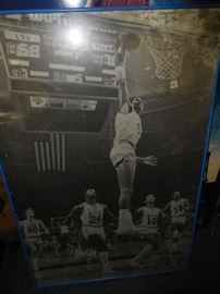 Large framed photo of Hot Rod slamming against LSU