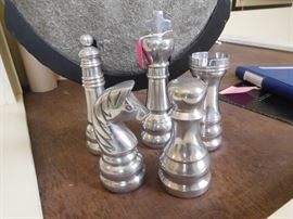 Over-sized pewter chess group