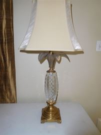 Lead crystal & brass lamp
