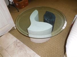 Unique beveled glass coffee table