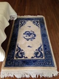 blue and white Chinese wool rug