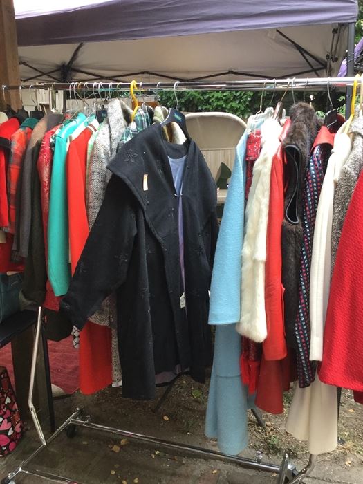 Vintage coats, pantsuits, rabbit coat, ponchos 