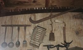 Cotton scale, wood shaver, two man saw, Boot scraper