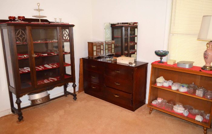 mahogany china cabinet; mahogany dresser, showcase