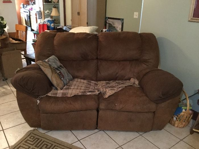 two loveseat couches 