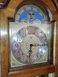 A closer look at the face of the grandfather clock